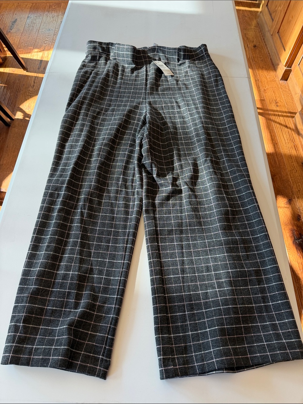 J. Jill Black & White Windowpane Wide-Leg Pants